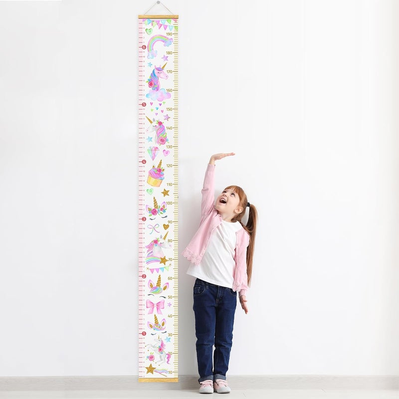 Home Evolution Kids Growth Chart Height Measuring Chart, Unicorn Canvas Wall Hanging Rulers for Baby Children Girls Bedroom Decor - Image 5